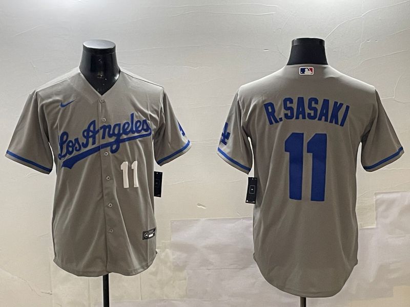 Men Los Angeles Dodgers 11 R.Sasaki Grey Game 2025 Nike MLB Jersey style 4